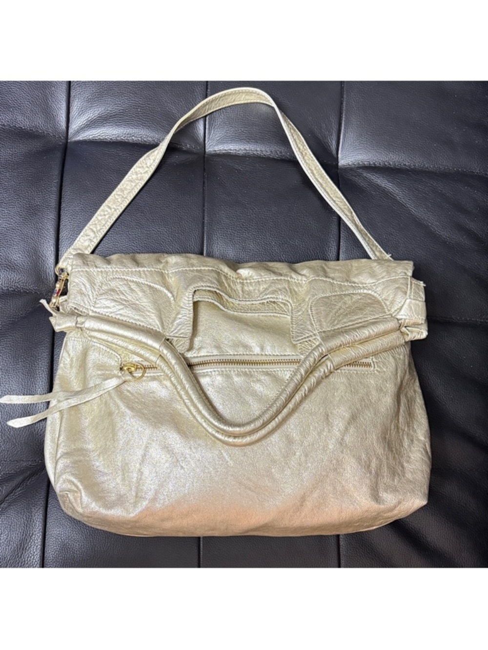 Foley + Corinna Metallic Gold Leather Shoulder Bag